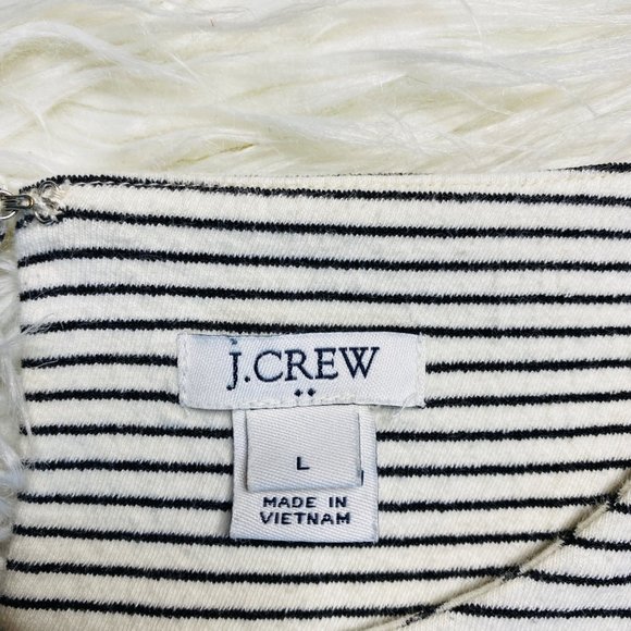 J. Crew Womens Knit A Line Striped Peplum Sleeve Black Ivory Dress Size Large - Picture 3 of 11